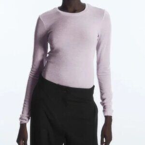 Lilac COS Crew-Neck Merino Wool Top, Size Small